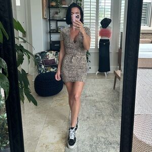 Brandy Melville Leopard Skirt and Wrap Top